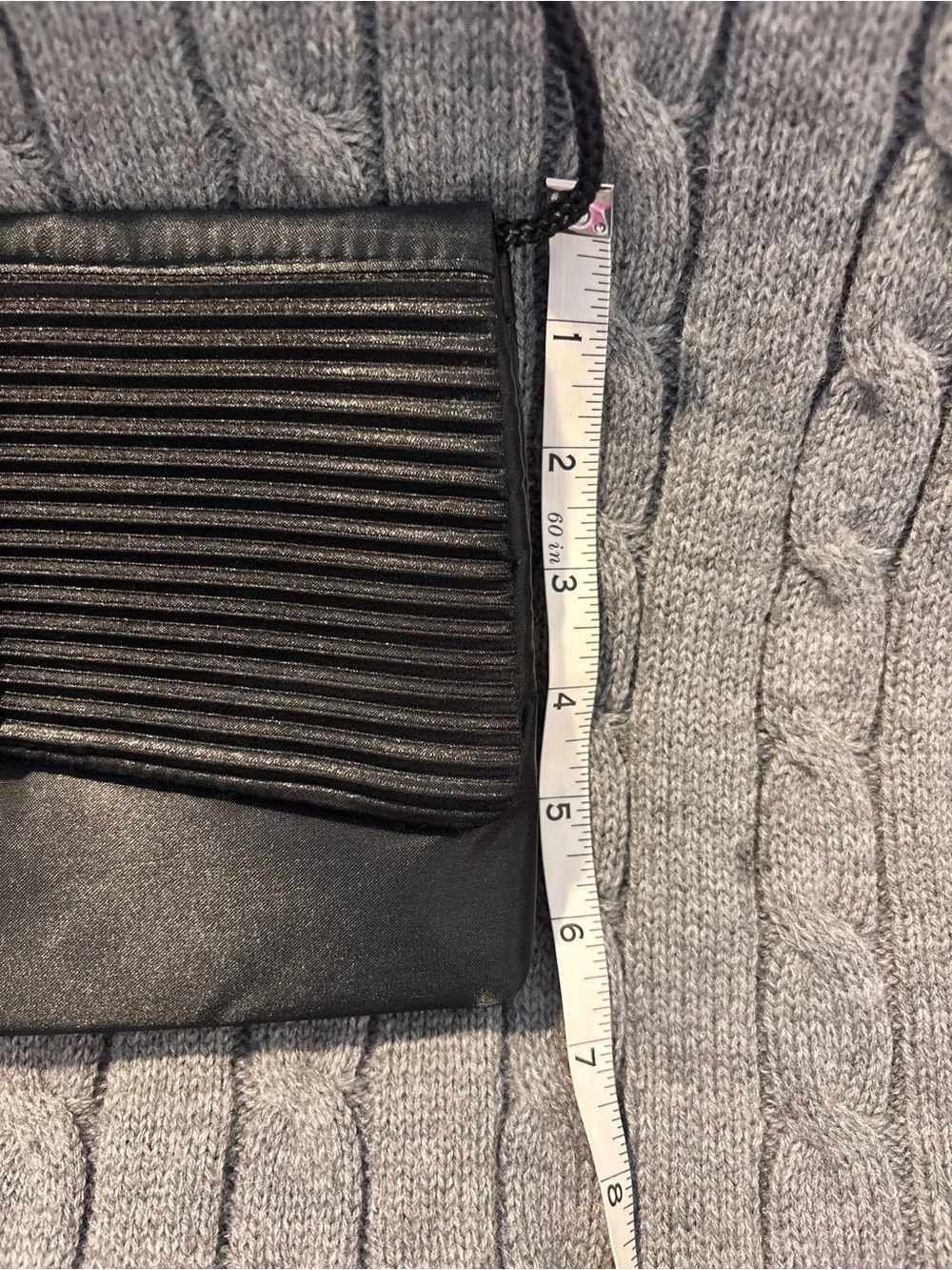 VTG Dover Black Satin Evening Bag Clutch Pleated Bow Convertible Crossbody Purse